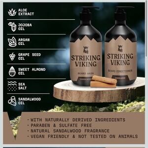 Striking Viking Beard Care Set (Sandalwood) shampoo & conditioner 10oz